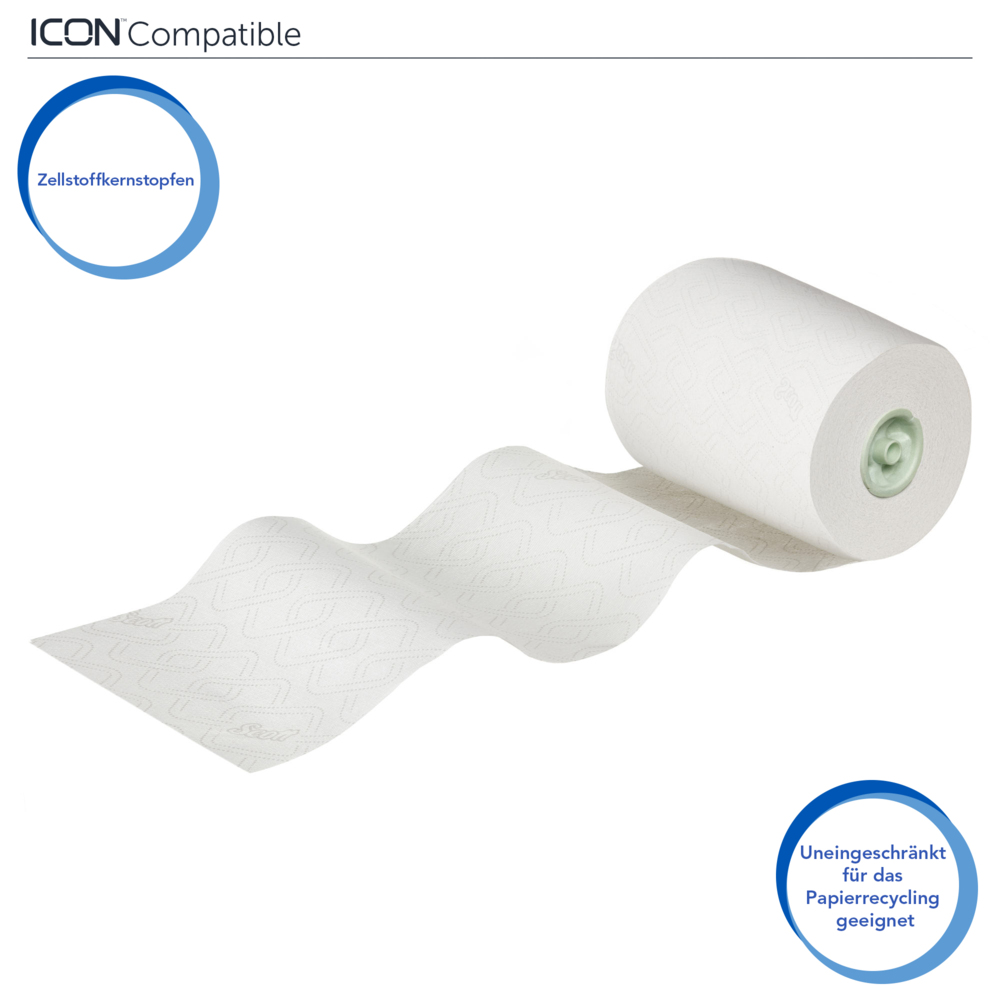Rouleaux d'essuie-mains Scott® Essential™ Slimroll™ 6639 - rouleaux d'essuie-mains en papier E-Roll - 6 x rouleaux d'essuie-mains en papier blanc de 180 m (1 080 m au total) - 6639