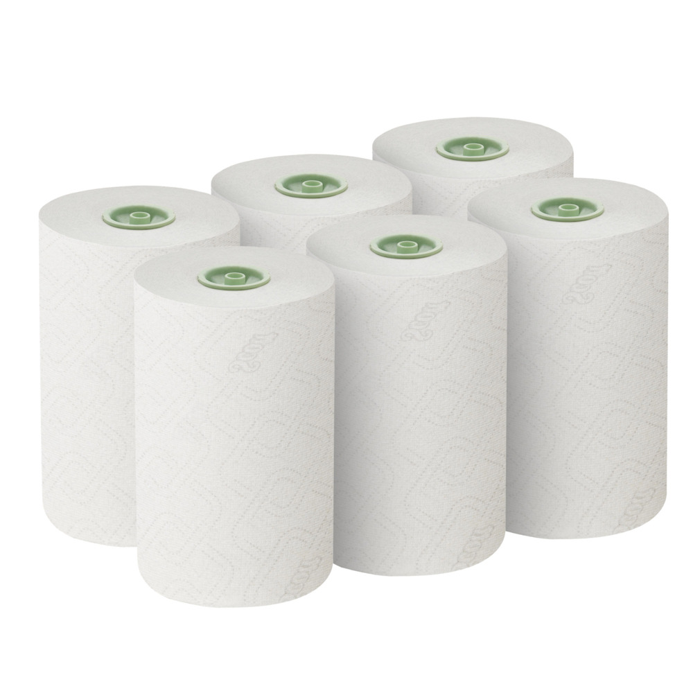 Scott® Essential™ Slimroll™ Papierhandtücher in Rollen 6639 – E-Roll Papierhandtücher in Rollen – 6 x 180 m Papierhandtuch-Rollen, weiß (insges. 1.080 m) - 6639