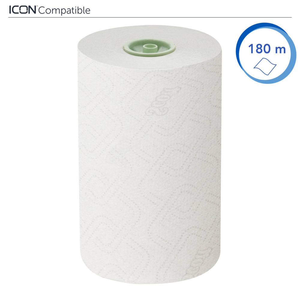 Rouleaux d'essuie-mains Scott® Essential™ Slimroll™ 6639 - rouleaux d'essuie-mains en papier E-Roll - 6 x rouleaux d'essuie-mains en papier blanc de 180 m (1 080 m au total) - 6639