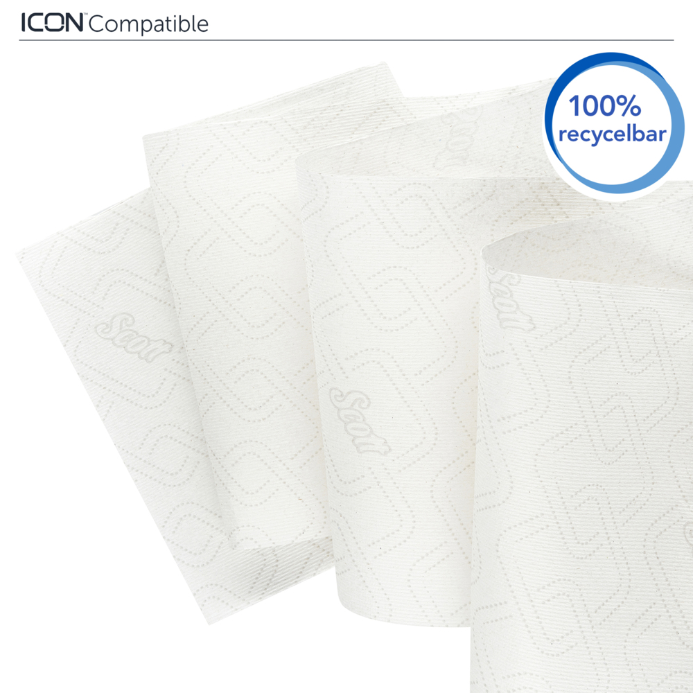 Rouleaux d'essuie-mains Scott® Essential™ Slimroll™ 6639 - rouleaux d'essuie-mains en papier E-Roll - 6 x rouleaux d'essuie-mains en papier blanc de 180 m (1 080 m au total) - 6639