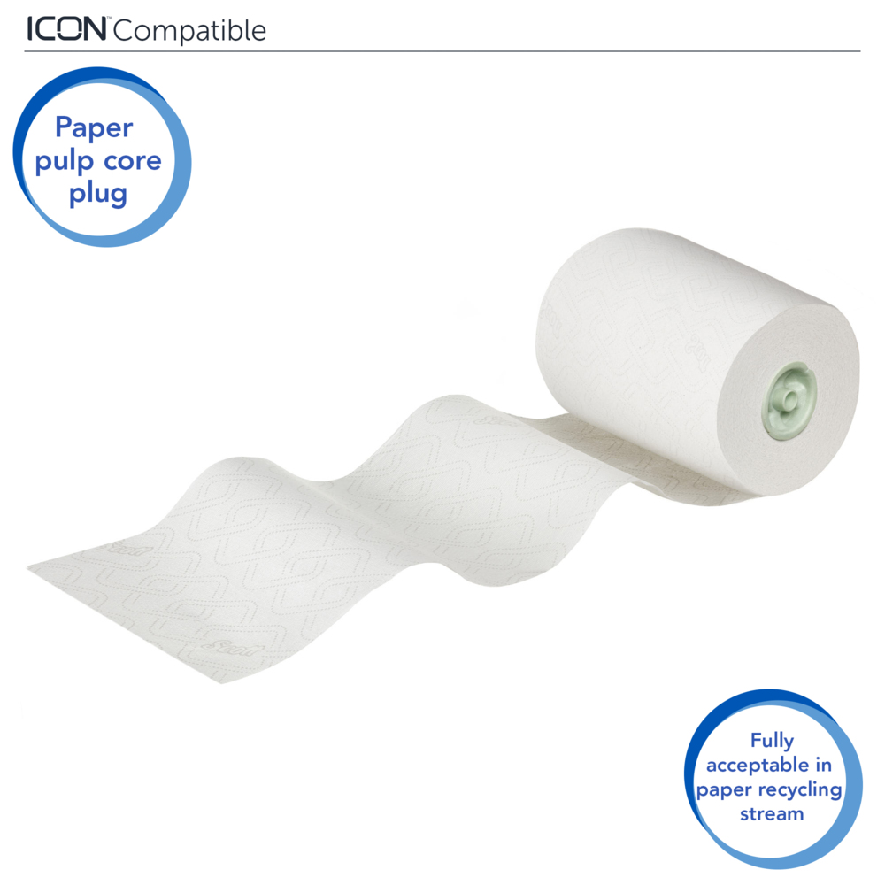 Rouleaux d'essuie-mains Scott® Essential™ Slimroll™ 6639 - rouleaux d'essuie-mains en papier E-Roll - 6 x rouleaux d'essuie-mains en papier blanc de 180 m (1 080 m au total) - 6639
