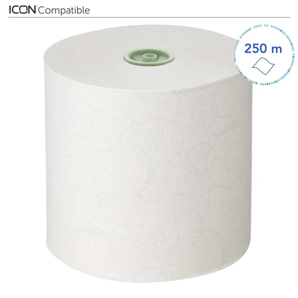 Rouleaux d'essuie-mains Kleenex® 6646 - rouleaux d'essuie-mains en papier E-Roll grand format - 6 x rouleaux de 250 m d'essuie-mains en papier blanc (1 500 m au total) - 6646