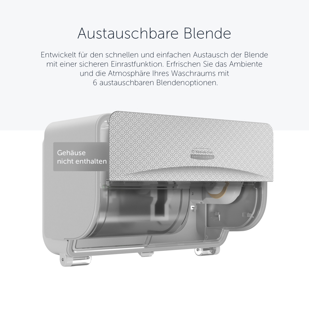 Façade Kimberly-Clark Professional™ ICON™ (58762), Mosaïque Argentée, pour distributeur de papier toilette standard horizontal à 2 rouleaux ; 1 façade par colis - 58762