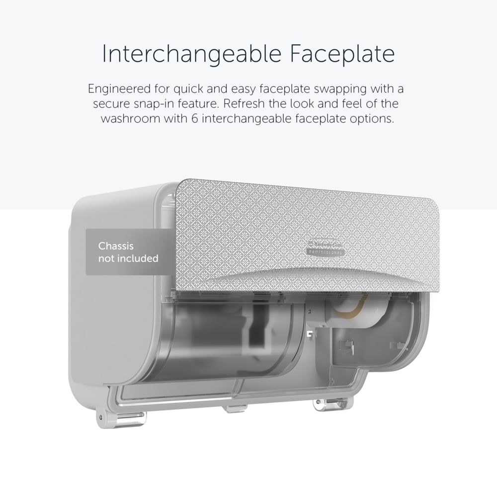 Façade Kimberly-Clark Professional™ ICON™ (58762), Mosaïque Argentée, pour distributeur de papier toilette standard horizontal à 2 rouleaux ; 1 façade par colis - 58762