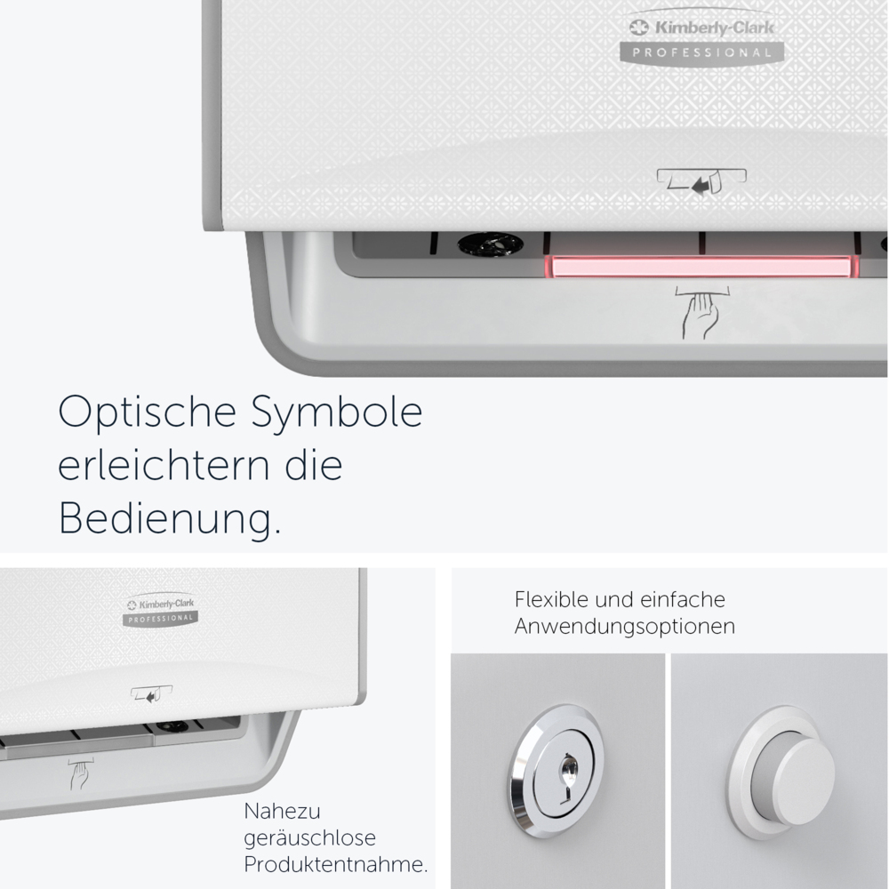 Distributeur électronique d'essuie-mains Kimberly-Clark Professional™ ICON™ (53940), boîtier blanc avec façade Mosaïque Blanche ; 1 distributeur et façade par colis - 53940