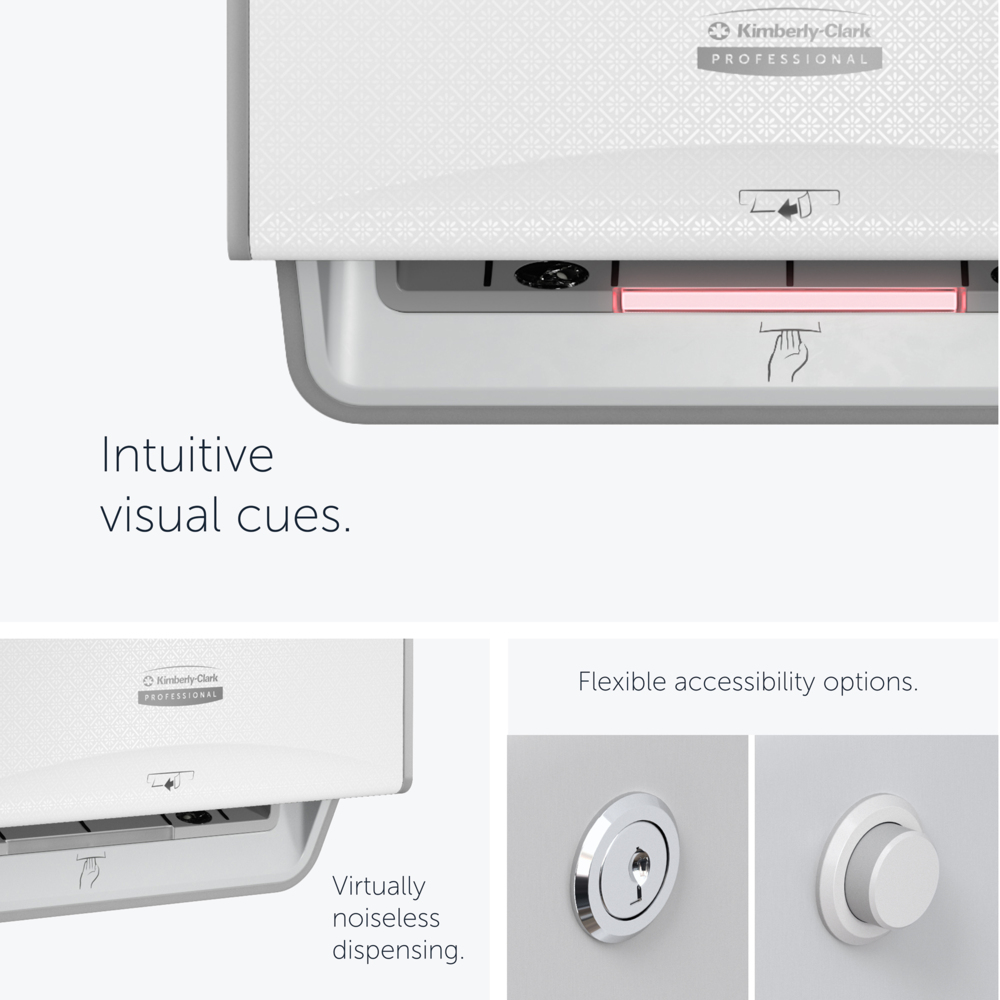 Distributeur électronique d'essuie-mains Kimberly-Clark Professional™ ICON™ (53940), boîtier blanc avec façade Mosaïque Blanche ; 1 distributeur et façade par colis - 53940