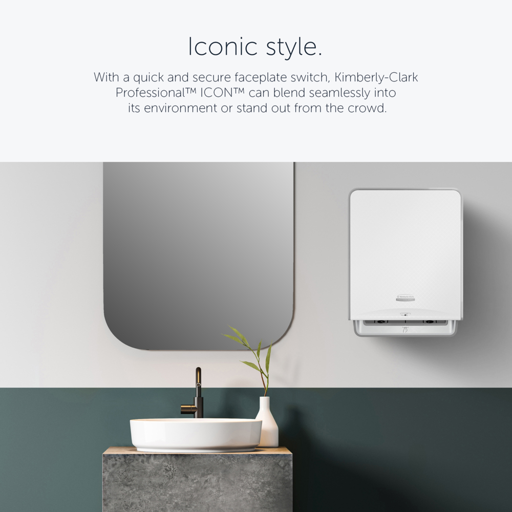 Distributeur électronique d'essuie-mains Kimberly-Clark Professional™ ICON™ (53940), boîtier blanc avec façade Mosaïque Blanche ; 1 distributeur et façade par colis - 53940