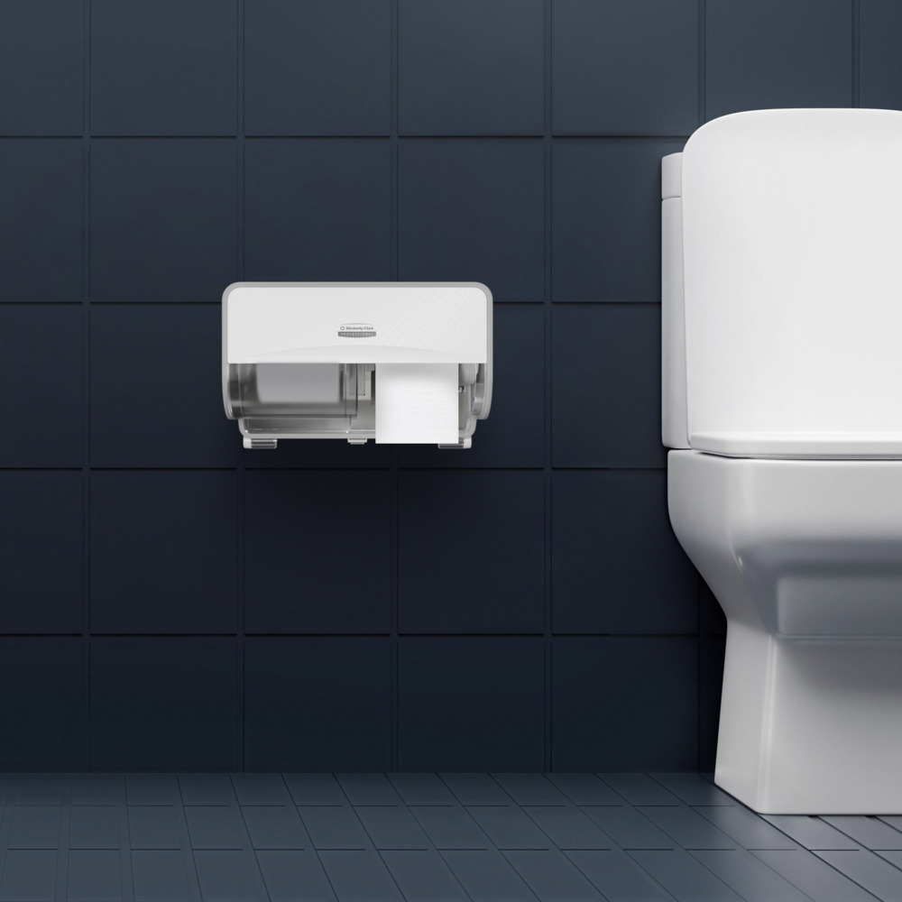 Kimberly-Clark Professional™ ICON™-Standard-Toilettenpapierspender mit 2 horizont. Rollen (53945), mit weißer Blende im Mosaikdesign; 1 Spender und Blende pro Verkaufseinheit - 53945
