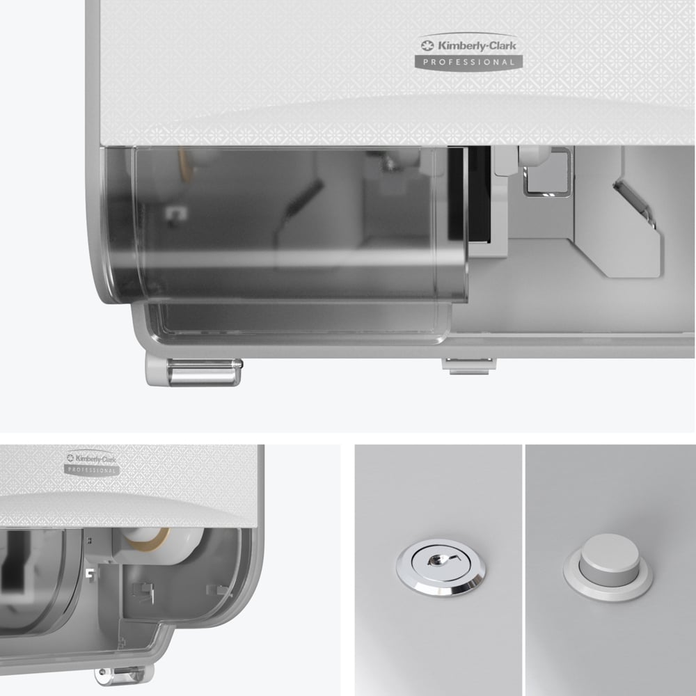 Kimberly-Clark Professional™ ICON™-Standard-Toilettenpapierspender mit 2 horizont. Rollen (53945), mit weißer Blende im Mosaikdesign; 1 Spender und Blende pro Verkaufseinheit - 53945