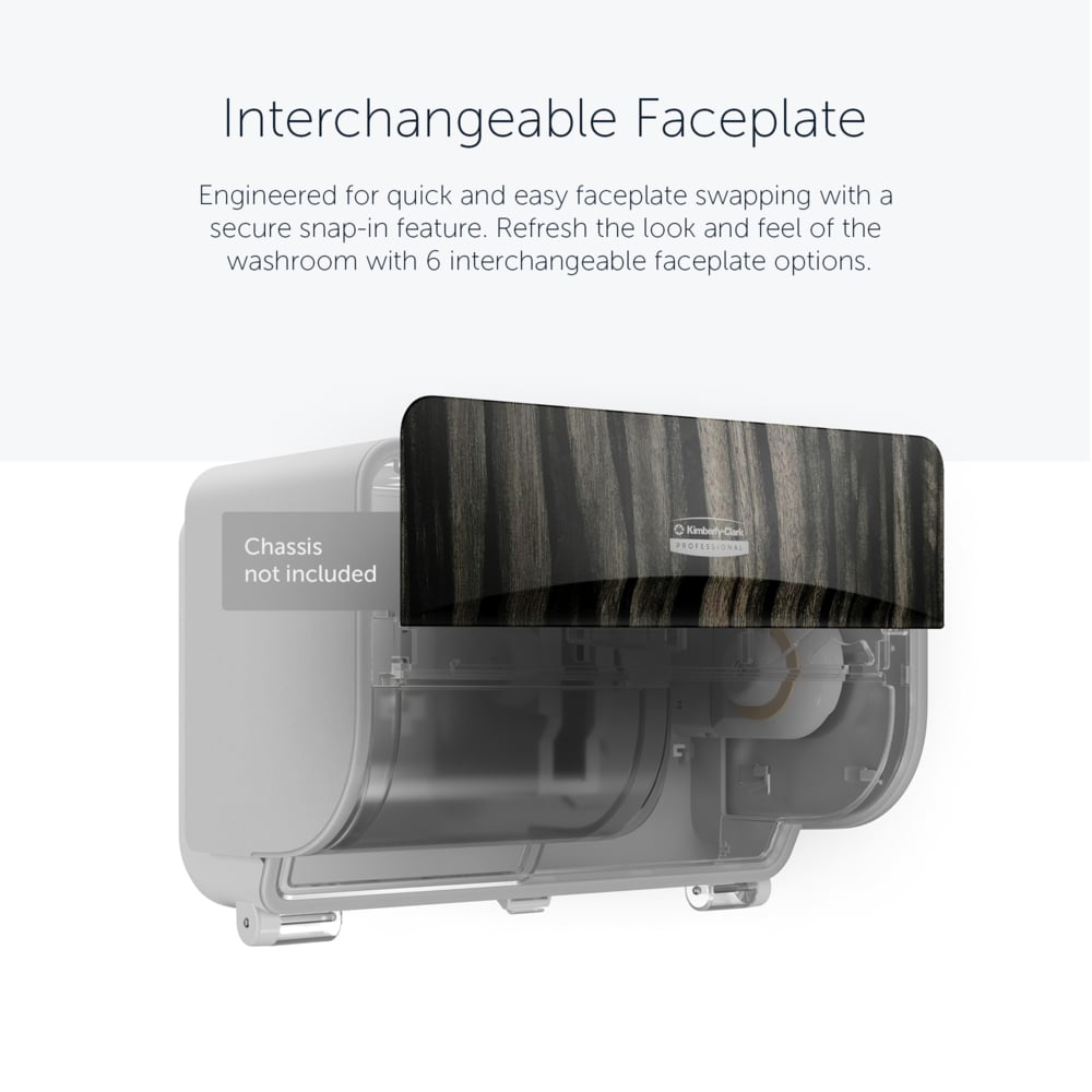 Façade Kimberly-Clark Professional™ ICON™ (58832), Bois d'Ébène, pour distributeur de papier toilette standard horizontal à 2 rouleaux ; 1 façade par colis - 58832