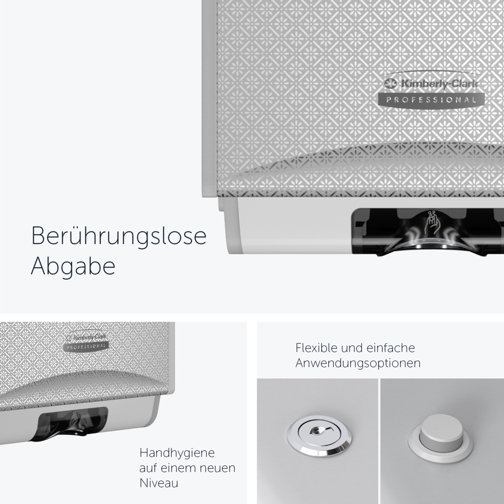 Distributeur électronique de savon et de désinfectant Kimberly-Clark Professional™ ICON™ (53694), boîter gris avec façade Mosaïque Argentée ; 1 distributeur et façade par colis - 53694