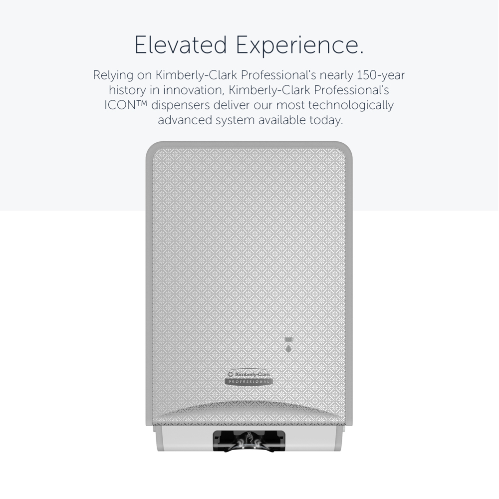 Distributeur électronique de savon et de désinfectant Kimberly-Clark Professional™ ICON™ (53694), boîter gris avec façade Mosaïque Argentée ; 1 distributeur et façade par colis - 53694