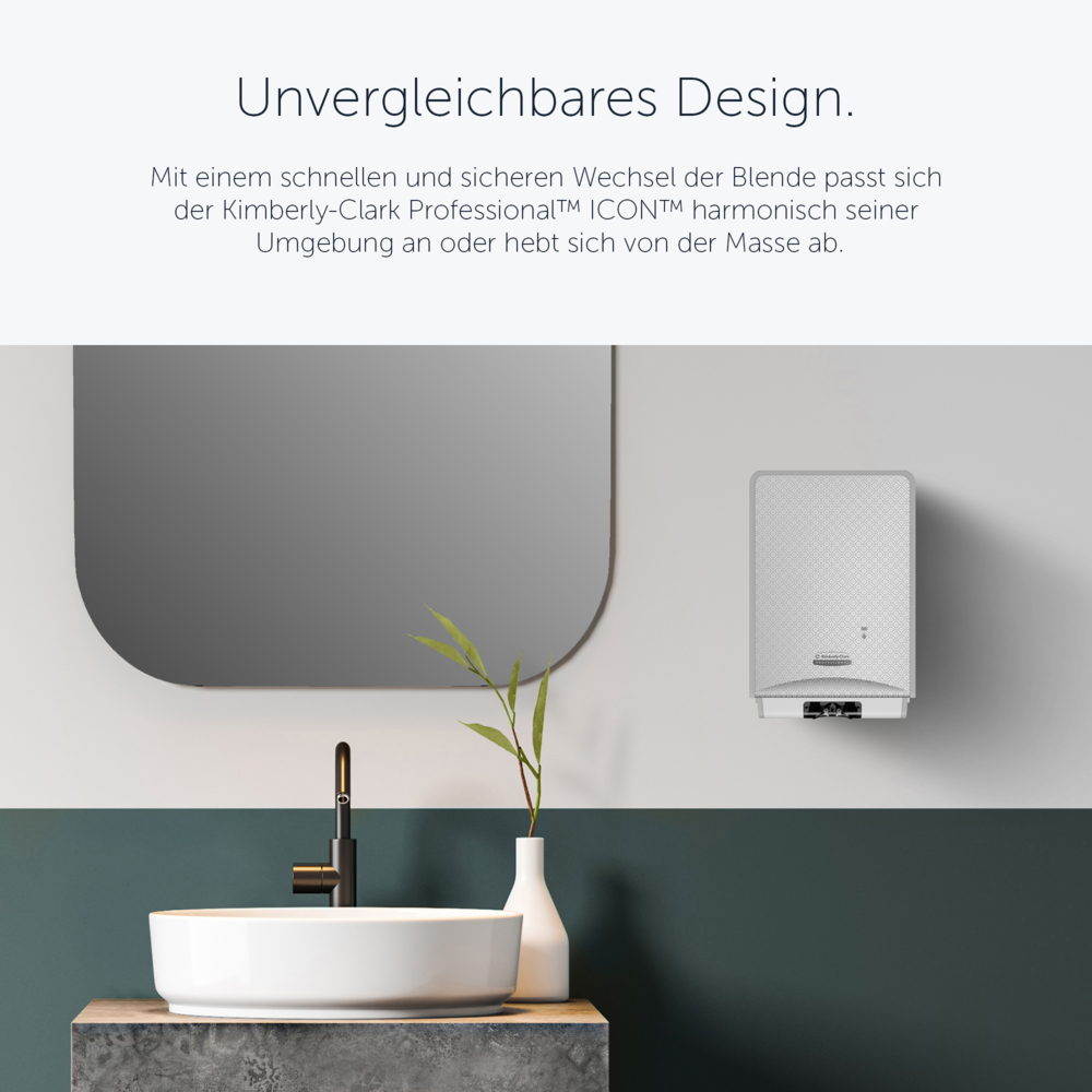 Distributeur électronique de savon et de désinfectant Kimberly-Clark Professional™ ICON™ (53694), boîter gris avec façade Mosaïque Argentée ; 1 distributeur et façade par colis - 53694