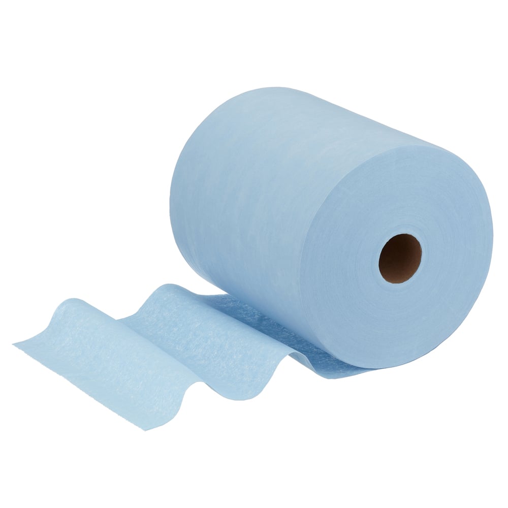 WypAll® X60 General Clean™ Large Roll Cloths 8371 - Blue Cleaning Cloths - 1 Large Blue Roll x 500 Blue, 1 Ply Cleaning Cloths - 8371