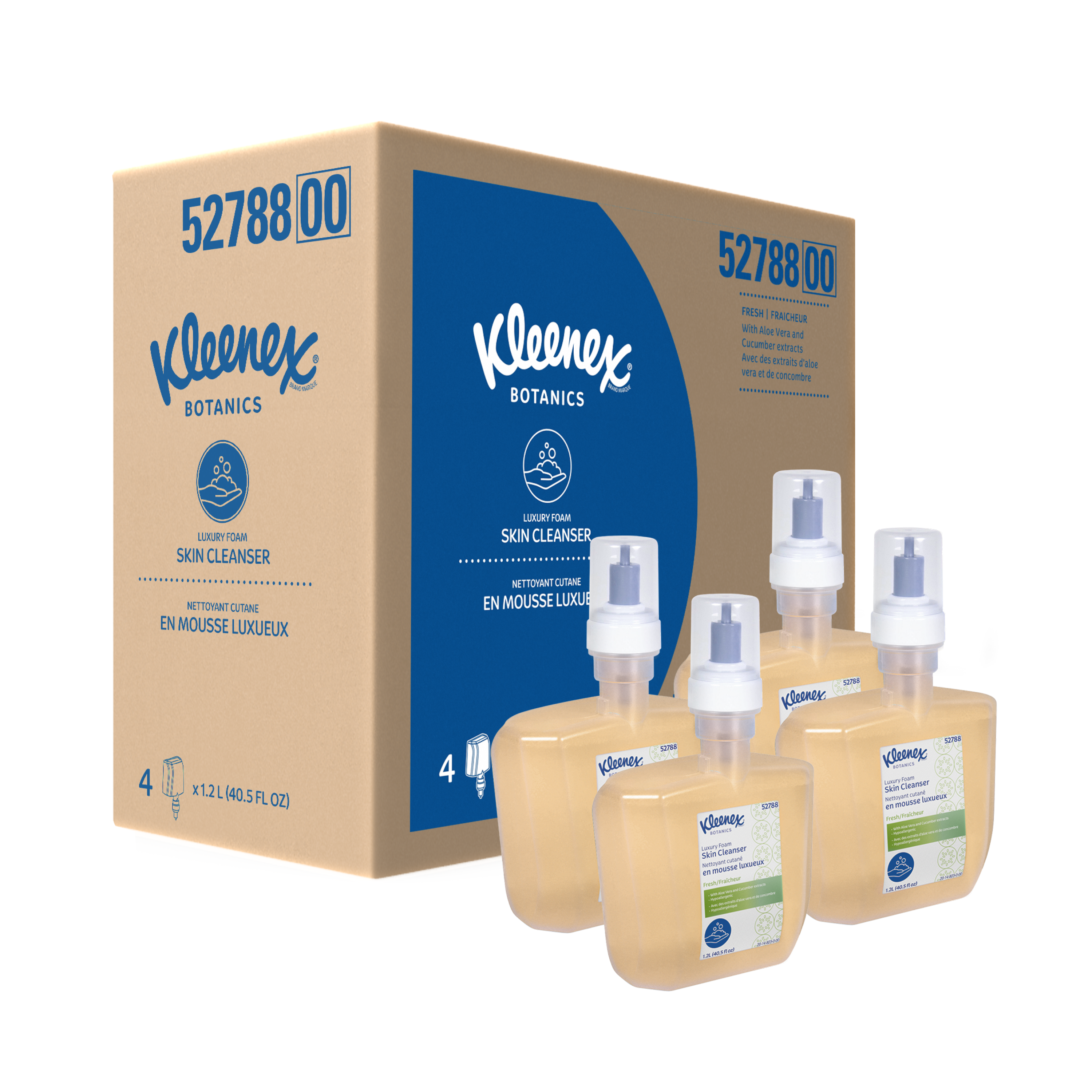 Kleenex® Botanics Luxury Foam Skin Cleanser (52788), Clear, Fresh Scent, 1.2 L, 4 Bottles/Case - S060674345