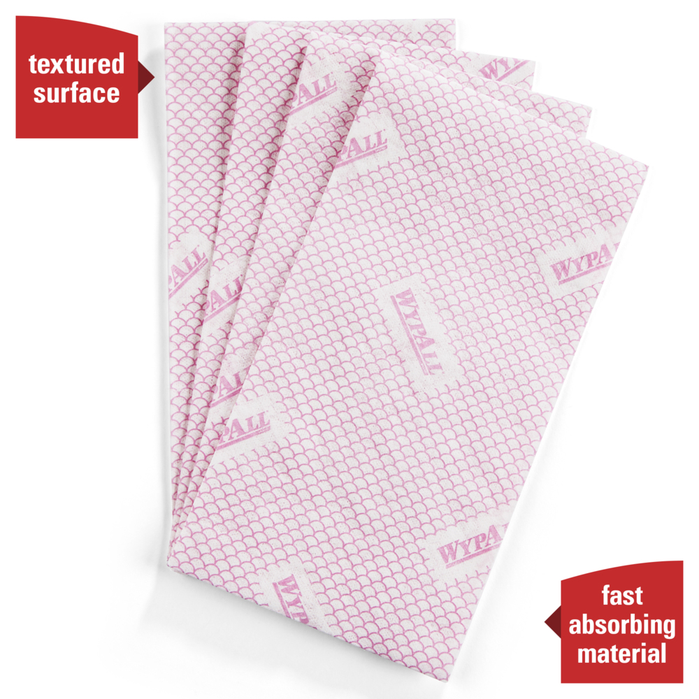 WypAll® CriticalClean™ High Capacity Heavy Duty Foodservice Cloths (06354), Quarterfold, Red (300 Sheets/Box, 1 Box/Case, 300 Sheets/Case) - 06354