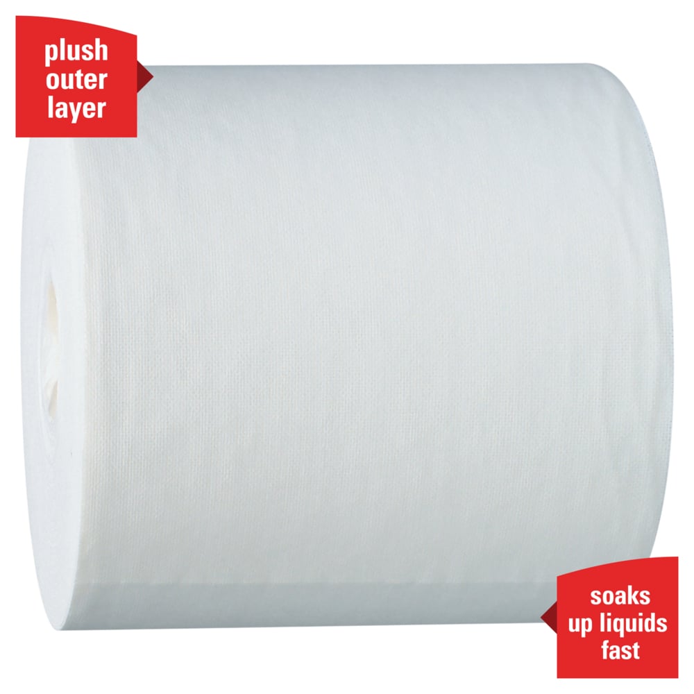 WypAll® PowerClean™ L40 Extra Absorbent Towels (05796), Center-Pull Roll, Limited Use Towels, White (200 Sheets/Roll, 2 Rolls/Case, 400 Sheets/Case) - 05796