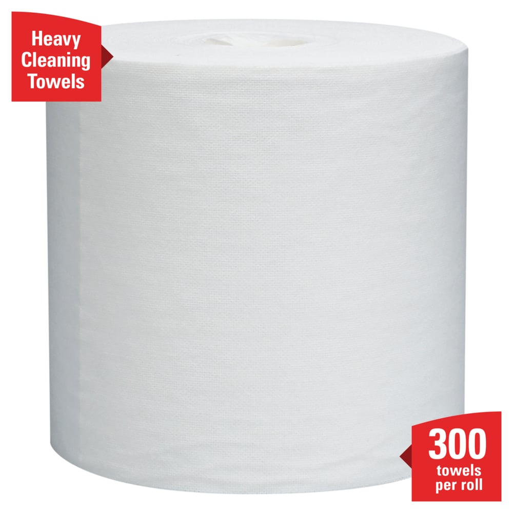 WypAll® General Clean L30 Heavy Cleaning Towels (05820), Strong and Soft Wipes, Center-Pull Rolls, White, 300 Sheets / Roll, 2 Rolls / Case, 600 Wipes / Case - 05820