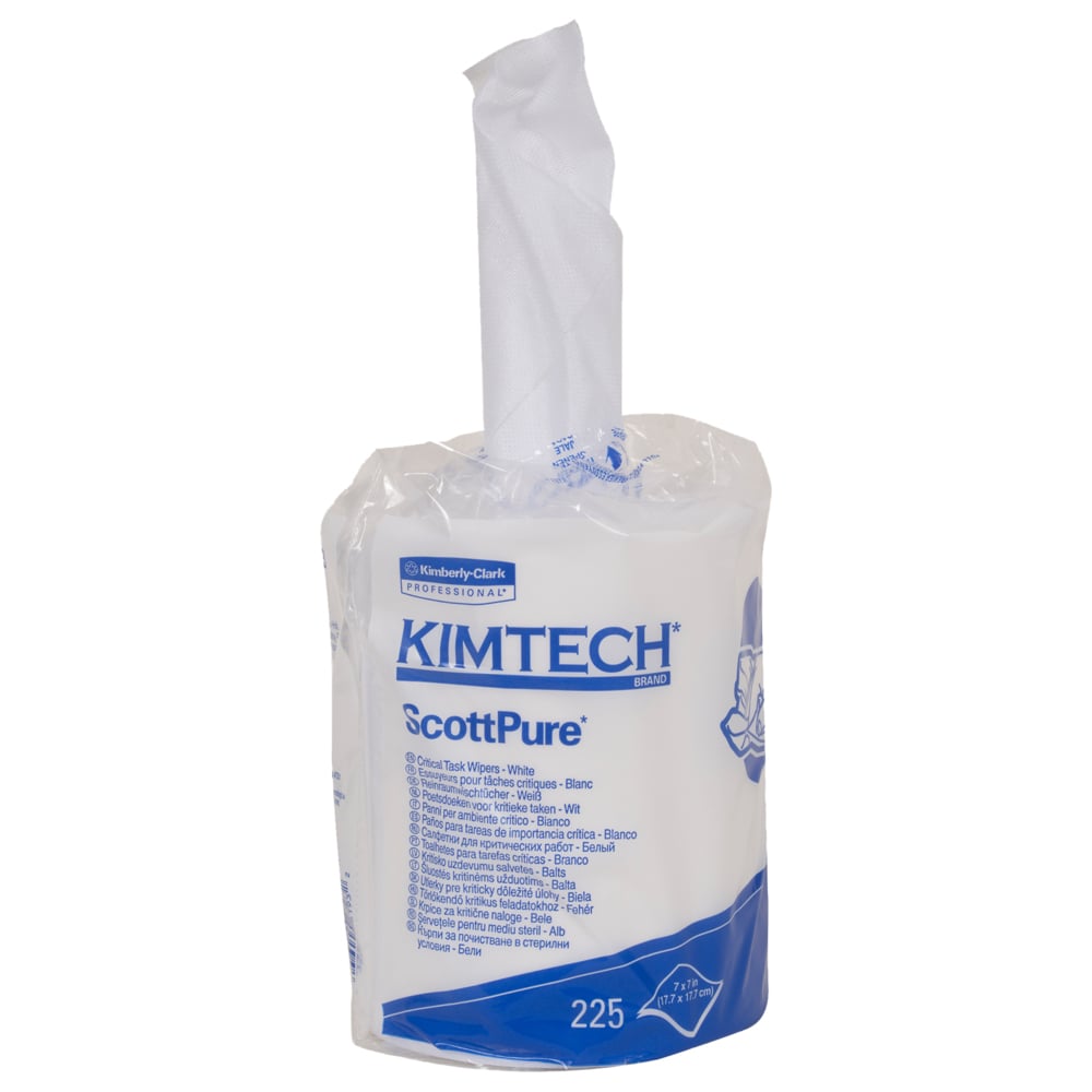 Kimtech Prep™ Scottpure™ Critical Task Wipes (06193), Center-Pull Roll, for Surface Preparation, White (225 Sheets/Roll, 6 Rolls/Case, 1,350 Sheets/Case) - 06193