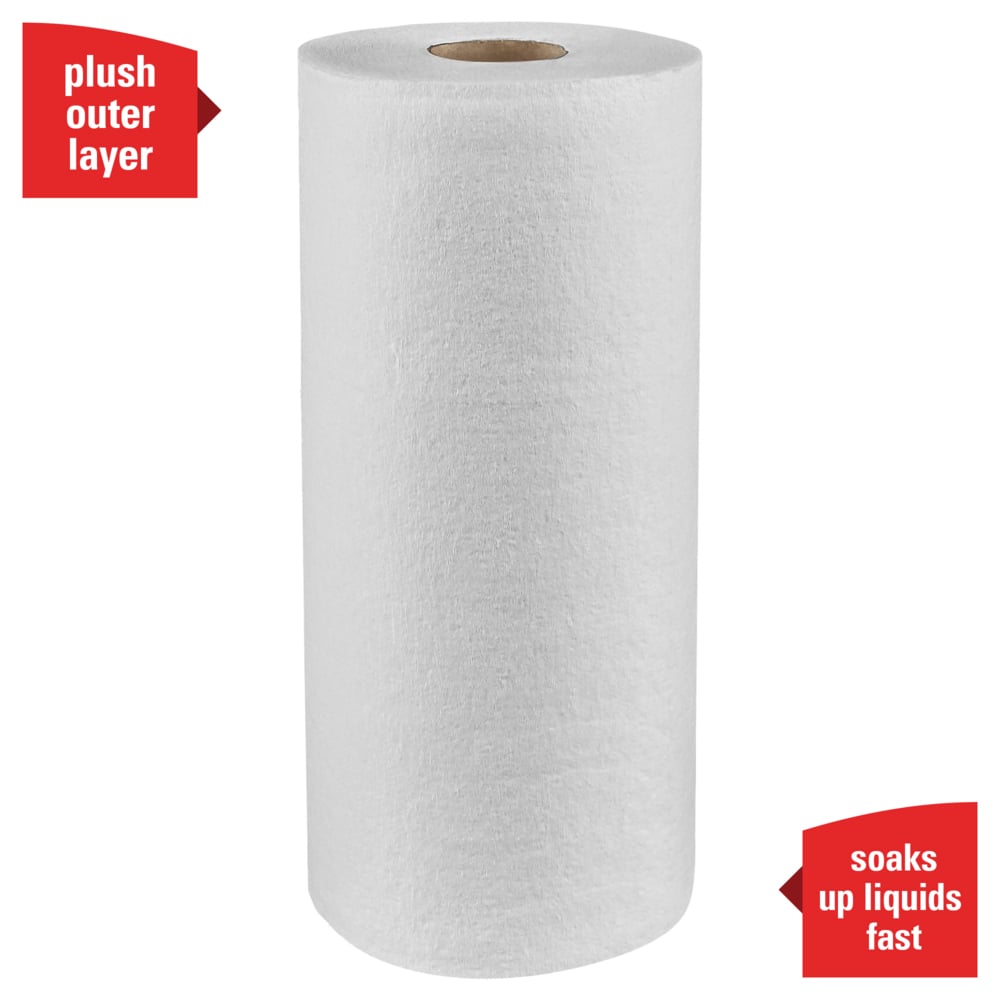 WypAll® PowerClean™ L40 Extra Absorbent Towels (05027), Small Roll, Limited Use Towels, White (70 Sheets/Roll, 24 Rolls/Case, 1,680 Sheets/Case) - 05027