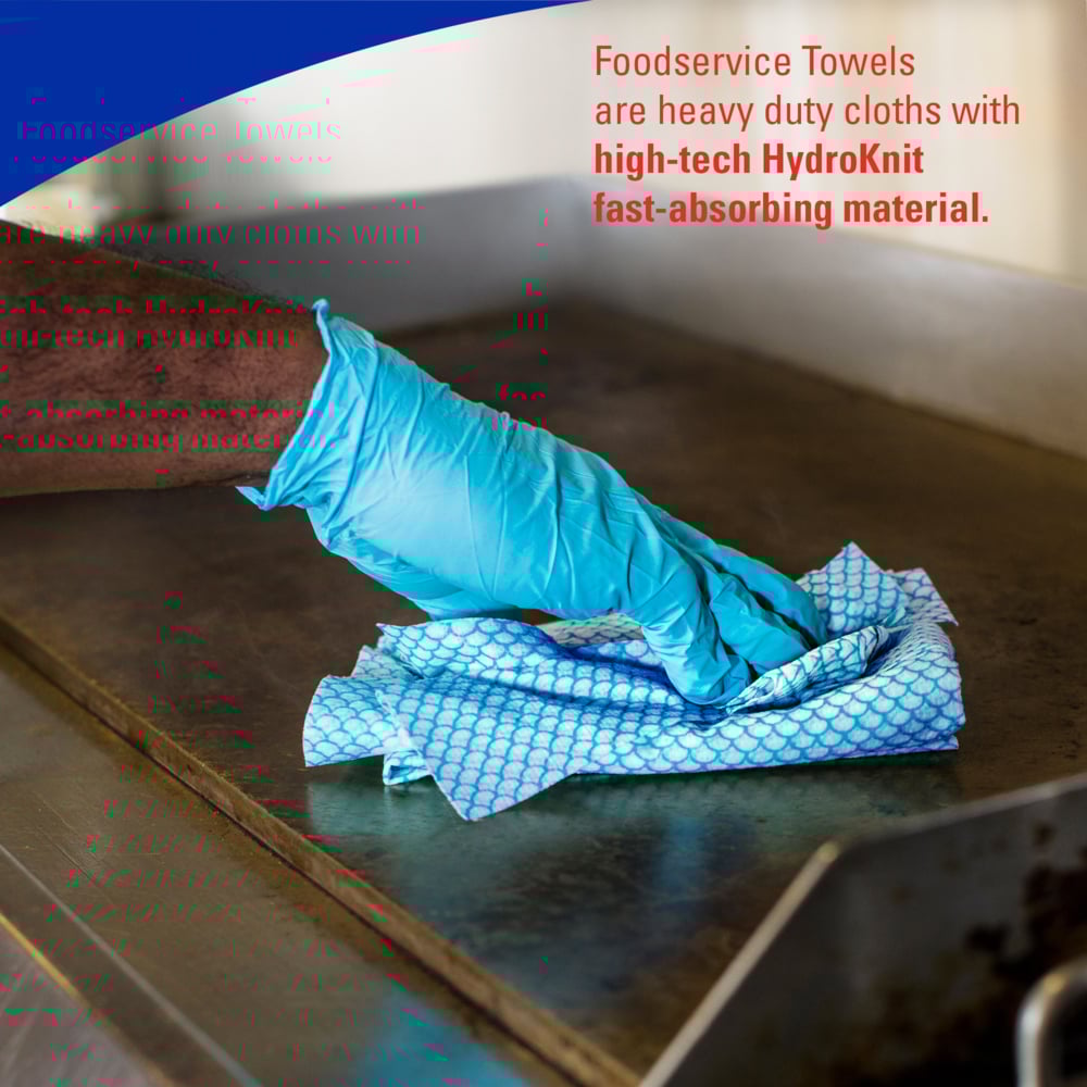 WypAll® CriticalClean™ High Capacity Heavy Duty Foodservice Cloths (05927), Quarterfold, Blue (300 Sheets/Box, 1 Box/Case, 300 Sheets/Case) - 05927