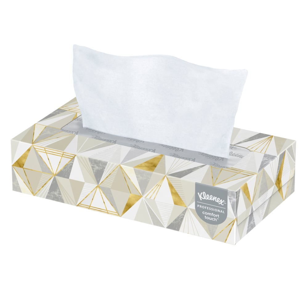 Mouchoirs Kleenex® Professional (03076), 2 épaisseurs, blancs, boîtes de mouchoirs plates pour les entreprises, boîte pratique (125 mouchoirs/boîte, 12 boîtes/caisse, 1 500 mouchoirs/caisse) - 03076