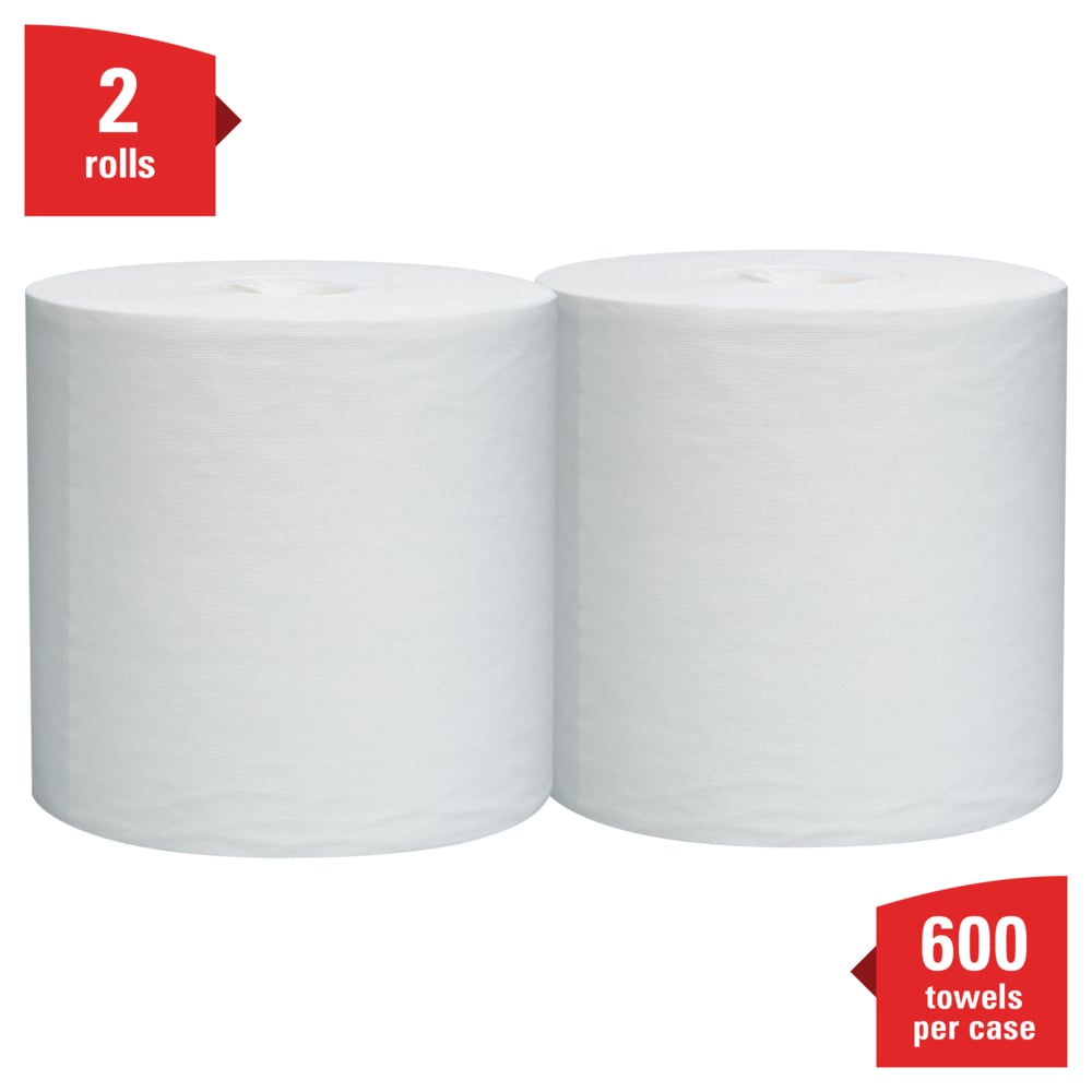 WypAll® GeneralClean™ L30 Heavy Duty Cleaning Towels (05820), Center-Pull Roll, Strong and Soft Towels, White (300 Sheets/Roll, 2 Rolls/Case, 600 Sheets/Case) - 05820