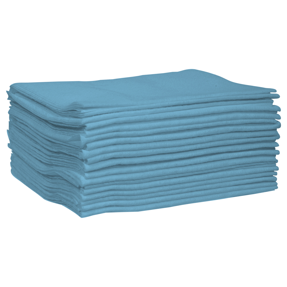 Lingettes extra absorbantes WypAll® L40 Power Clean (05776), lingettes à usage limité, bleues, 12 paquets par caisse, 56 feuilles par paquet, 672 feuilles au total - 05776