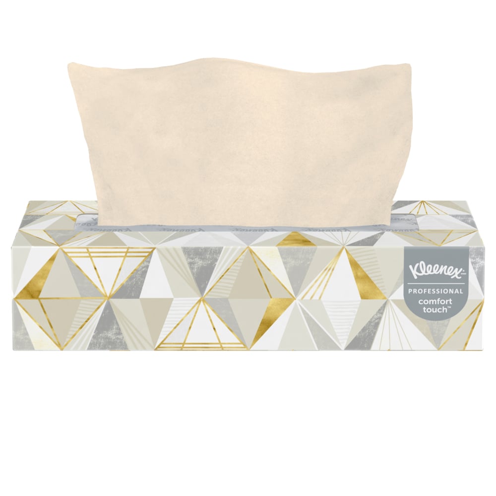 Mouchoirs Kleenex professionnels pour entreprise (03076), boîtes de mouchoirs plates, 12 boîtes/caisse pratique, 125 mouchoirs/boîte - 03076