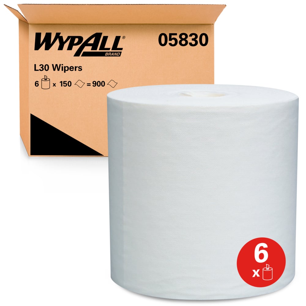WypAll® General Clean L30 Heavy Cleaning Towels (05812), Strong and Soft Wipes, White, 12 Packs / Case, 90 Towels / Pack - 05830