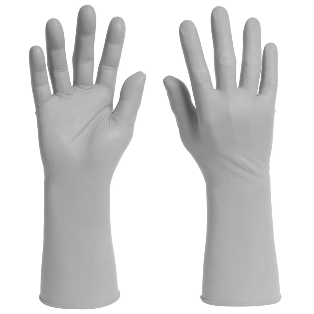 Gants stériles en nitrile Sterling Kimtech G3 (11826), 4 mil, pour salles blanches, spécifiques à la main, 12 po, taille 8,5, gris, 300 paires/caisse - 11826