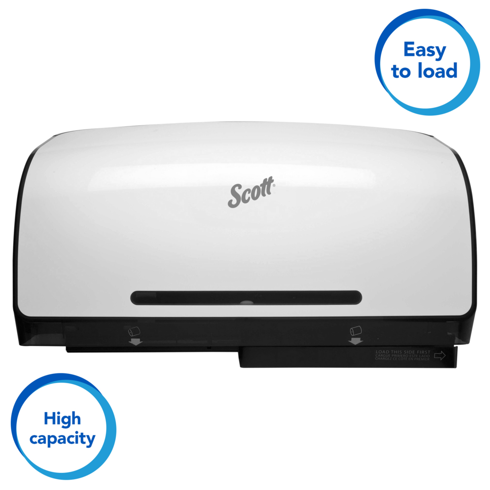 Scott® Pro Coreless Jumbo Roll Toilet Paper Dispenser (39730), Twin Roll, White, 20.25" x 6.25" x 11.60" (Qty 1) - 39730