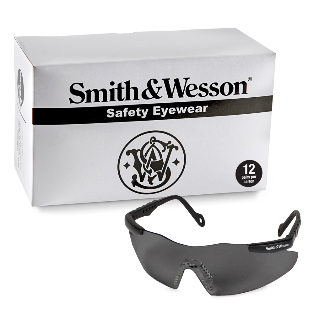 Smith & Wesson® Magnum® 3G Safety Glasses (19823), Smoke Lenses, Black Frame, Unisex for Men and Women (Qty 12) - 19823