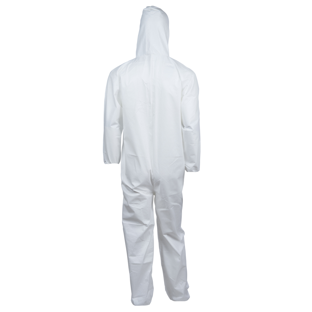 KleenGuard™ A10 Light Duty Coveralls (12226), Zip Front, Elastic Wrists, Hood, Breathable Material, White, 2XL, 25 / Case - 12226