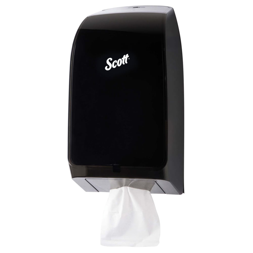 Distributrice de papier hygiénique Scott® (39728), noire, compatible avec le papier hygiénique Scott® et Cottonelle®, 7 po x 5,7 po x 13,3 po (qté 1) - 39728