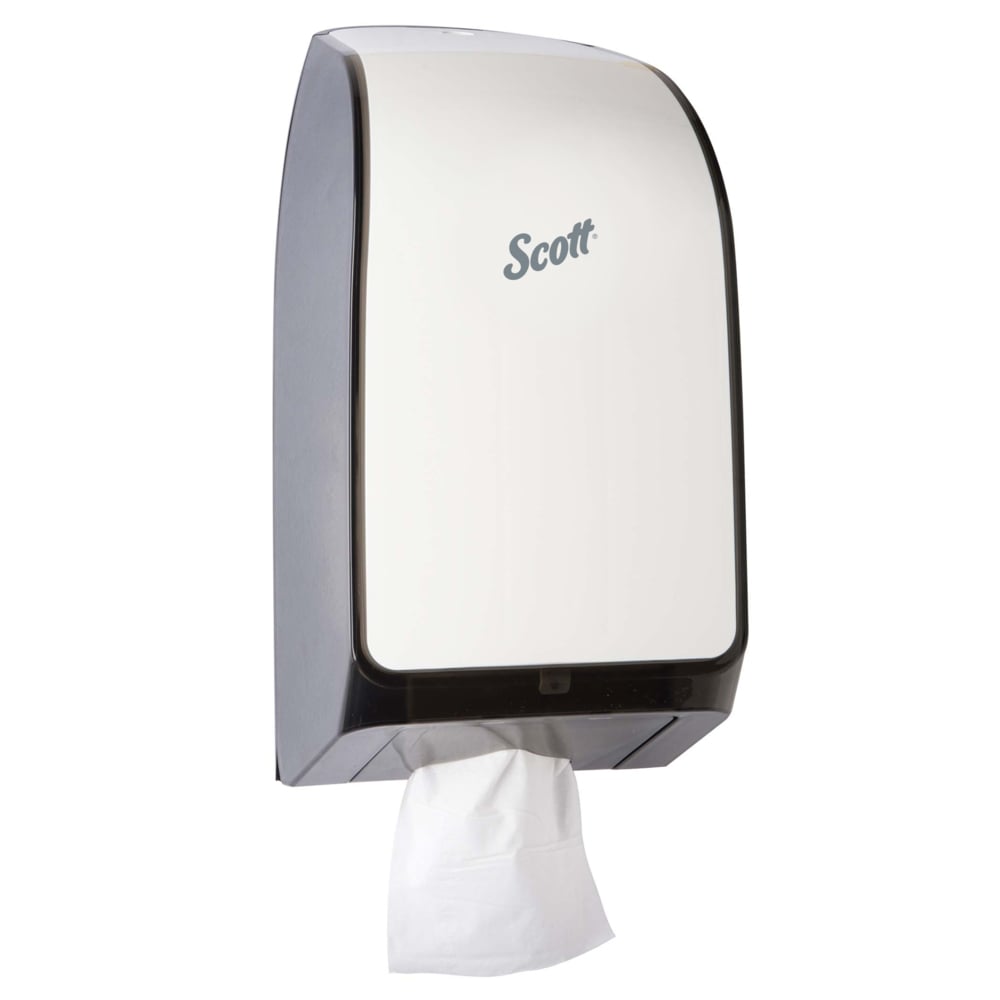 Distributrice de papier hygiénique Scott® (40407), blanche, compatible le papier hygiénique Scott® et Cottonelle®, 7,0 po x 5,725 po x 13,339 po (qté 1) - 40407