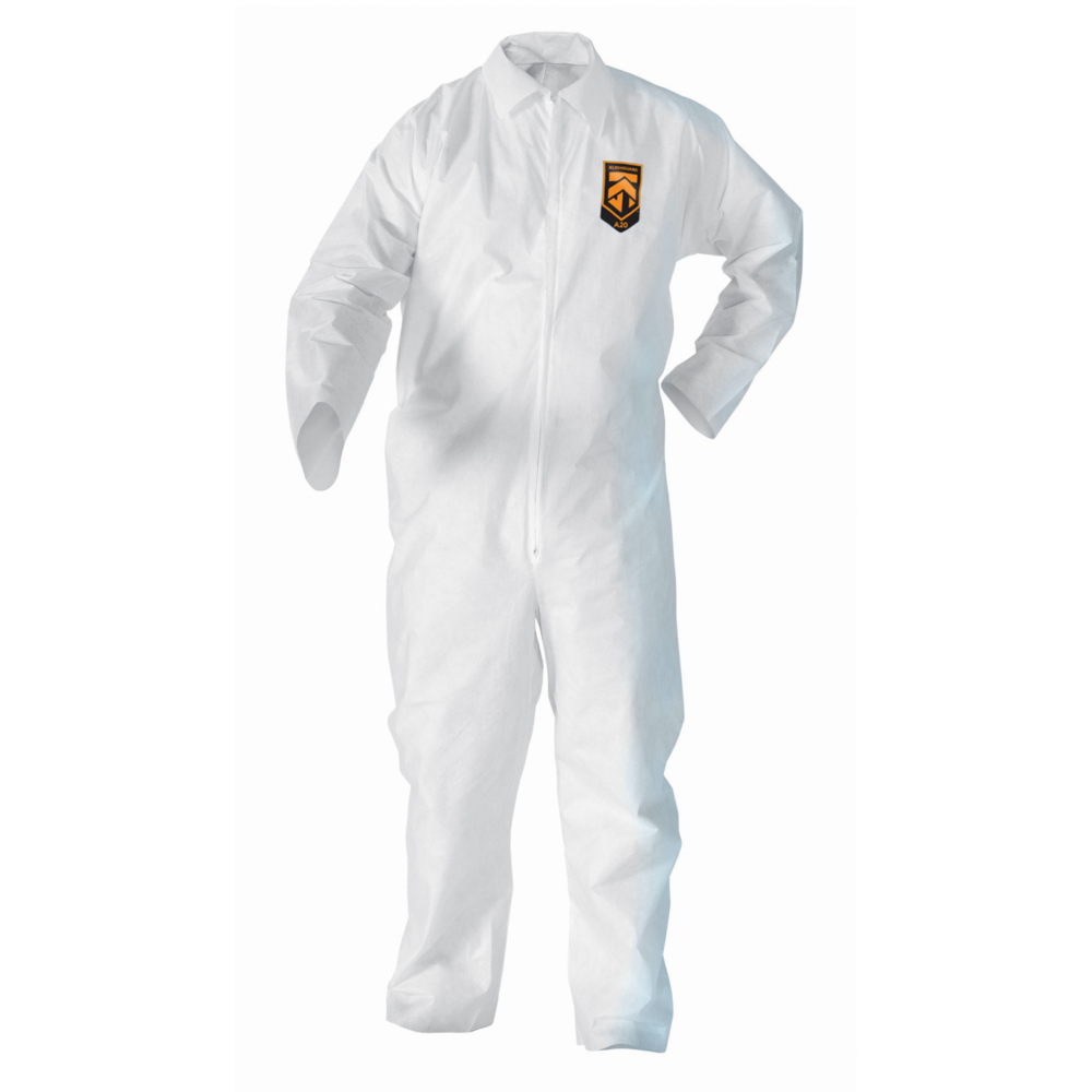 KleenGuard™ A10 Light Duty Coveralls (10625), Zip Front, Elastic Wrists, Breathable Material, White, 3XL, 25 / Case - 10625