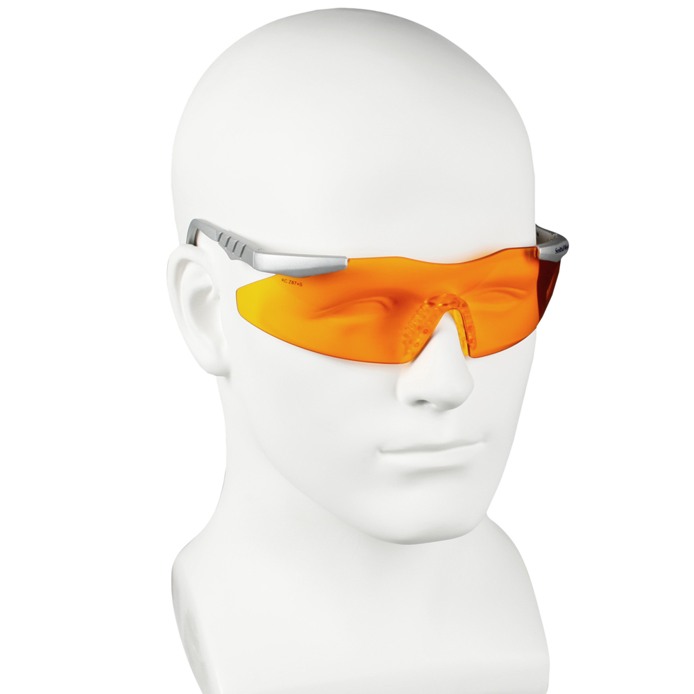 Smith & Wesson® Safety Glasses (19829), Magnum 3G Safety Eyewear, Orange Lenses with Platinum Frame, 12 Units / Case - 19829