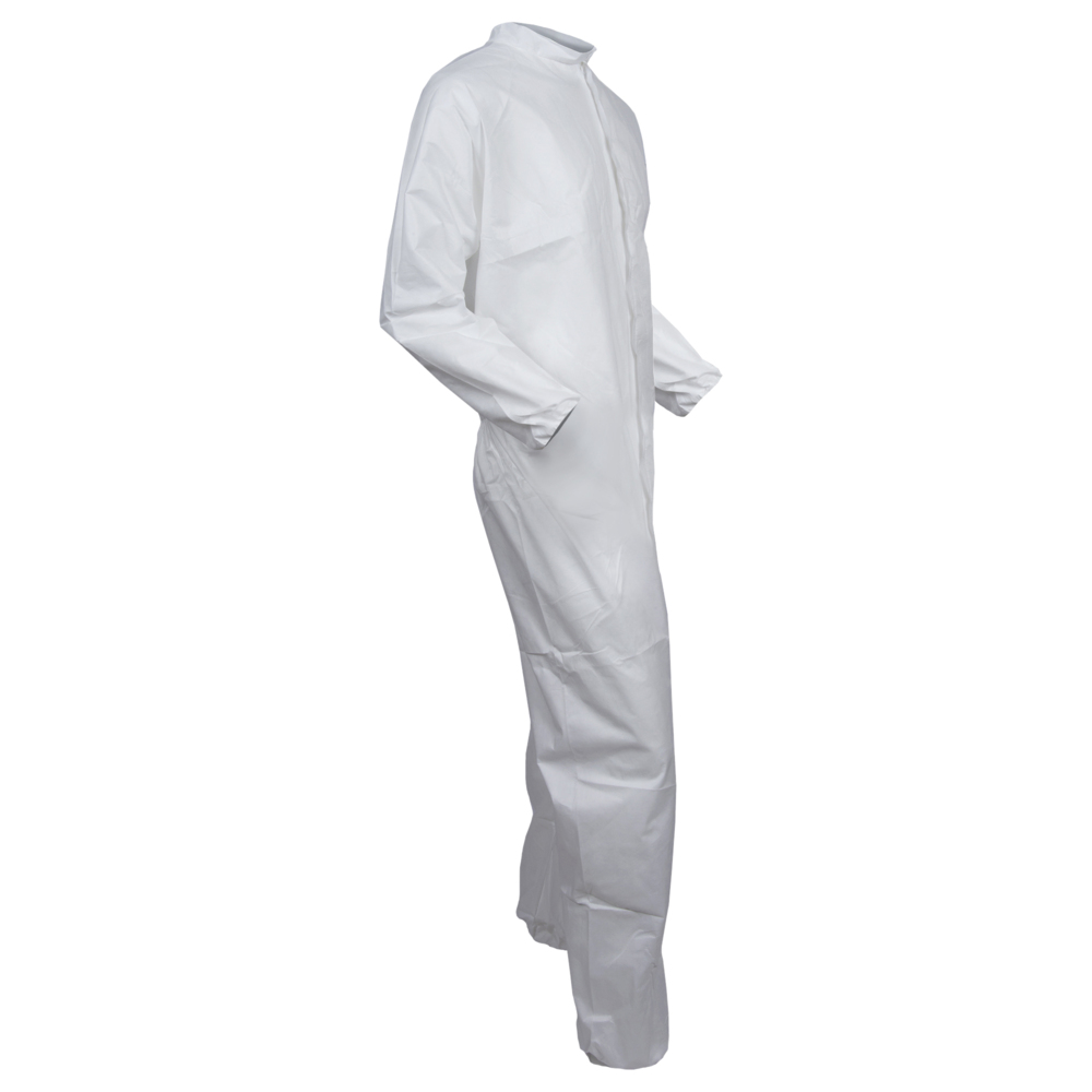 KleenGuard™ A40 Liquid & Particle Protection Coveralls (42571), Zipper Front, White, Reflex Design, White, 6XL (Qty 25) - 42571