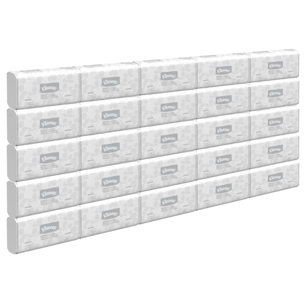 Essuie-mains à plis multiples Kleenex Scottfold (13254) avec pochettes d’air à séchage rapide, blancs, 25 paquets/caisse 120 essuie-mains à triple pli/paquet, 3 000 essuie-mains/caisse - 13254