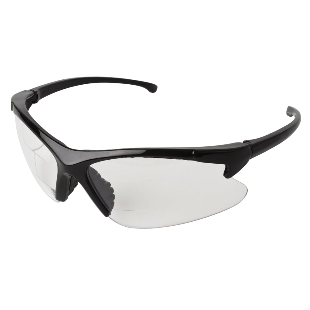 KleenGuard™ Dual Readers Safety Glasses (20389), Clear Lenses with +2.5 Diopters, Black Frame, 6 Pairs - 20389