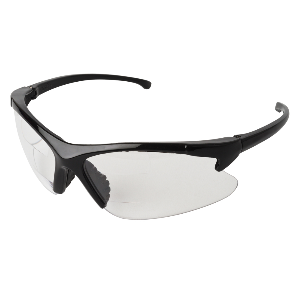 Lunettes de sécurité à double foyer de KleenGuard(20389), verres transparents avec +2.5 dioptries, monture noire, 6 paires - 20389