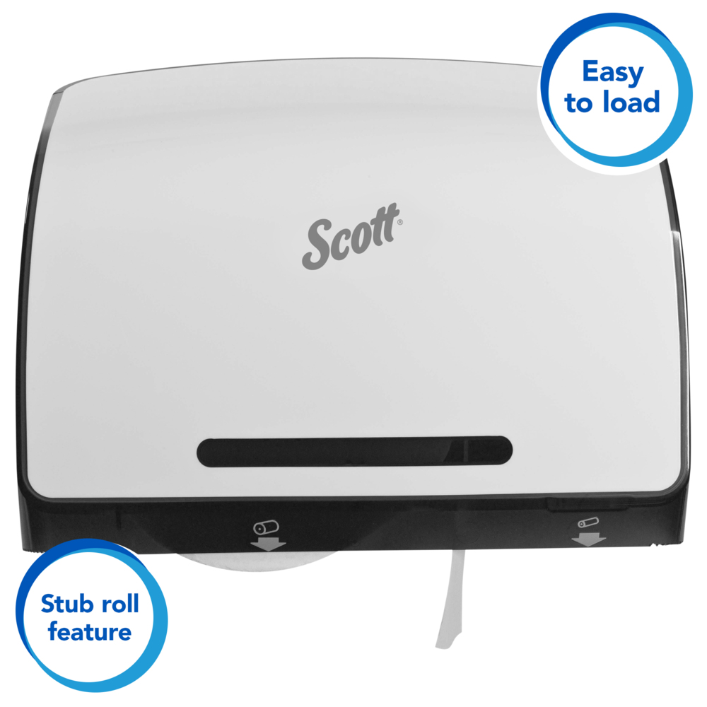Scott® Pro Coreless Jumbo Roll Toilet Paper Dispenser (34832), White, 14.13" x 10.39" x 5.87" (Qty 1) - 34832