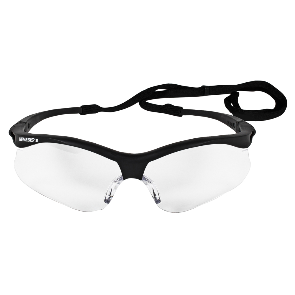 KleenGuard™ Nemesis™ Small Safety Glasses (38474), Clear Lenses, Black Frame, Unisex for Men and Women (Qty 12) - 38474