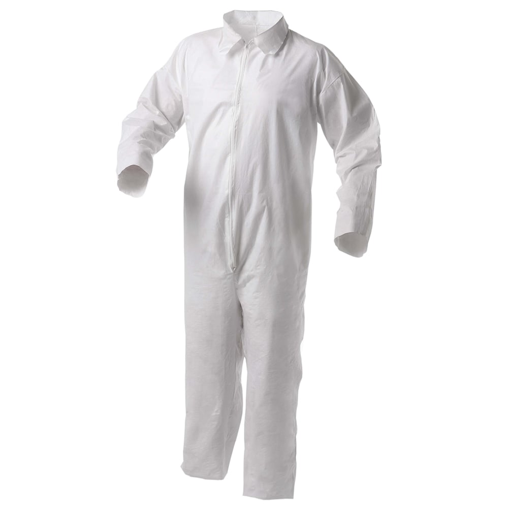 Combinaison jetable Kleenguard A35 (38921), protection contre les liquides et particules, fermeture éclair à l’avant, poignets et chevilles ouverts, blanche, 3TG, 25 vêtements/caisse - 38921