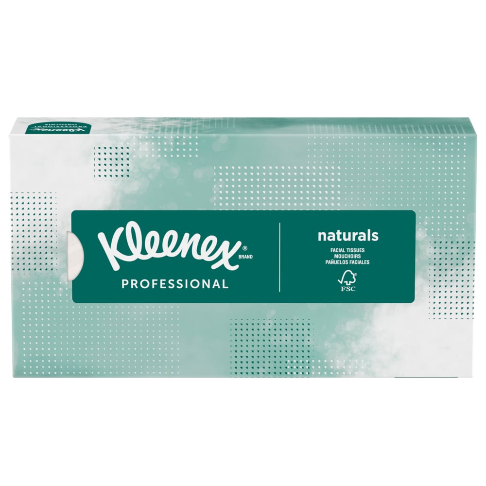 Mouchoir Kleenex® Professional Naturals (21601), 2 épaisseurs, blancs, boîtes de mouchoirs plates pour les entreprises (125 mouchoirs/boîte, 48 boîtes/caisse, 6 000 mouchoirs/caisse) - 21601