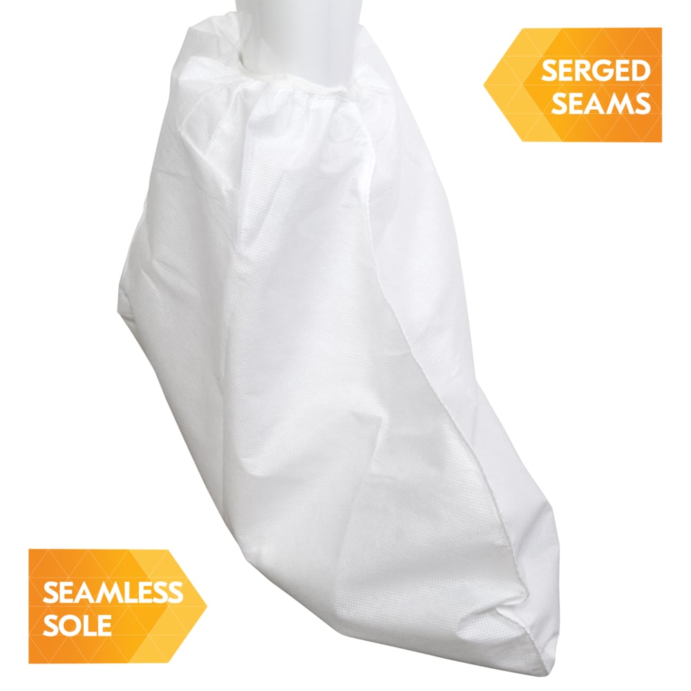 KleenGuard™ A20 Breathable Particle Protection Boot Covers (36880), Serged Seams, Elastic Opening, 13” Height, One Size, White, 300 / Case - 36880