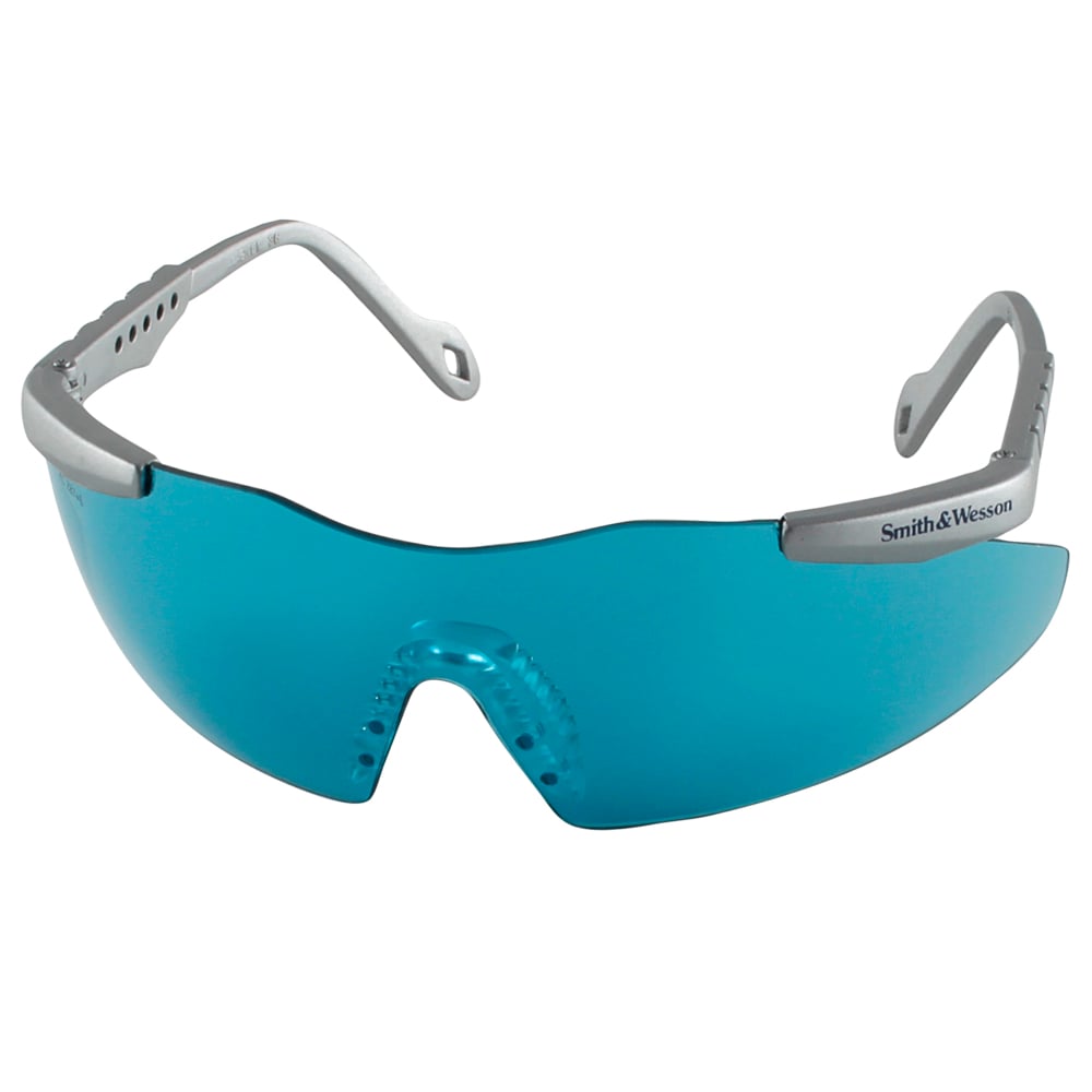 Smith & Wesson® Safety Glasses (19830), Magnum 3G Safety Eyewear, Teal Lenses with Platinum Frame, 12 Units / Case - 19830