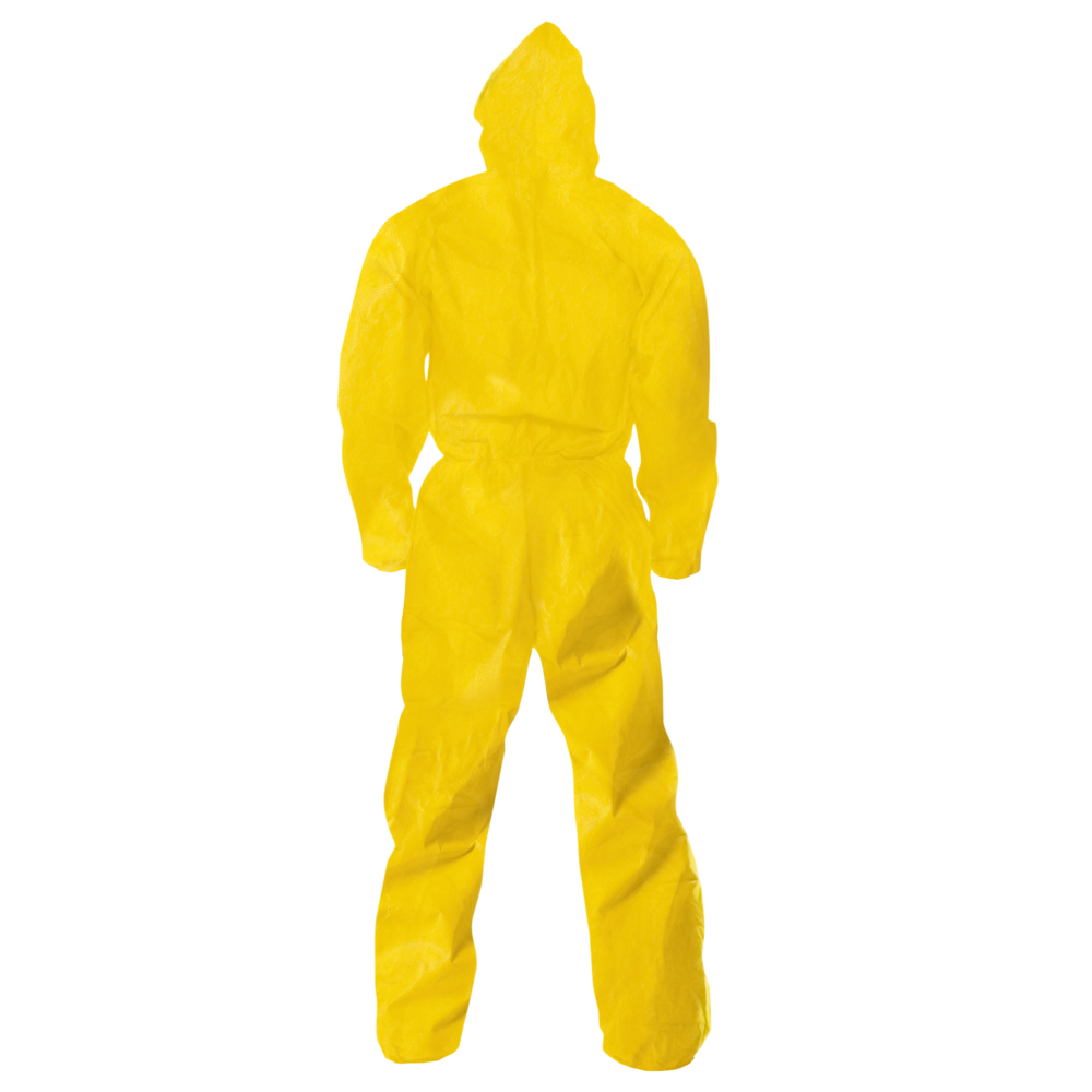 KleenGuard™ A70 Chemical Spray Protection Coveralls (09816) Suit, Hooded, Zip Front, Elastic Wrists & Ankles, 3XL, Yellow, (Qty 12) - 09816