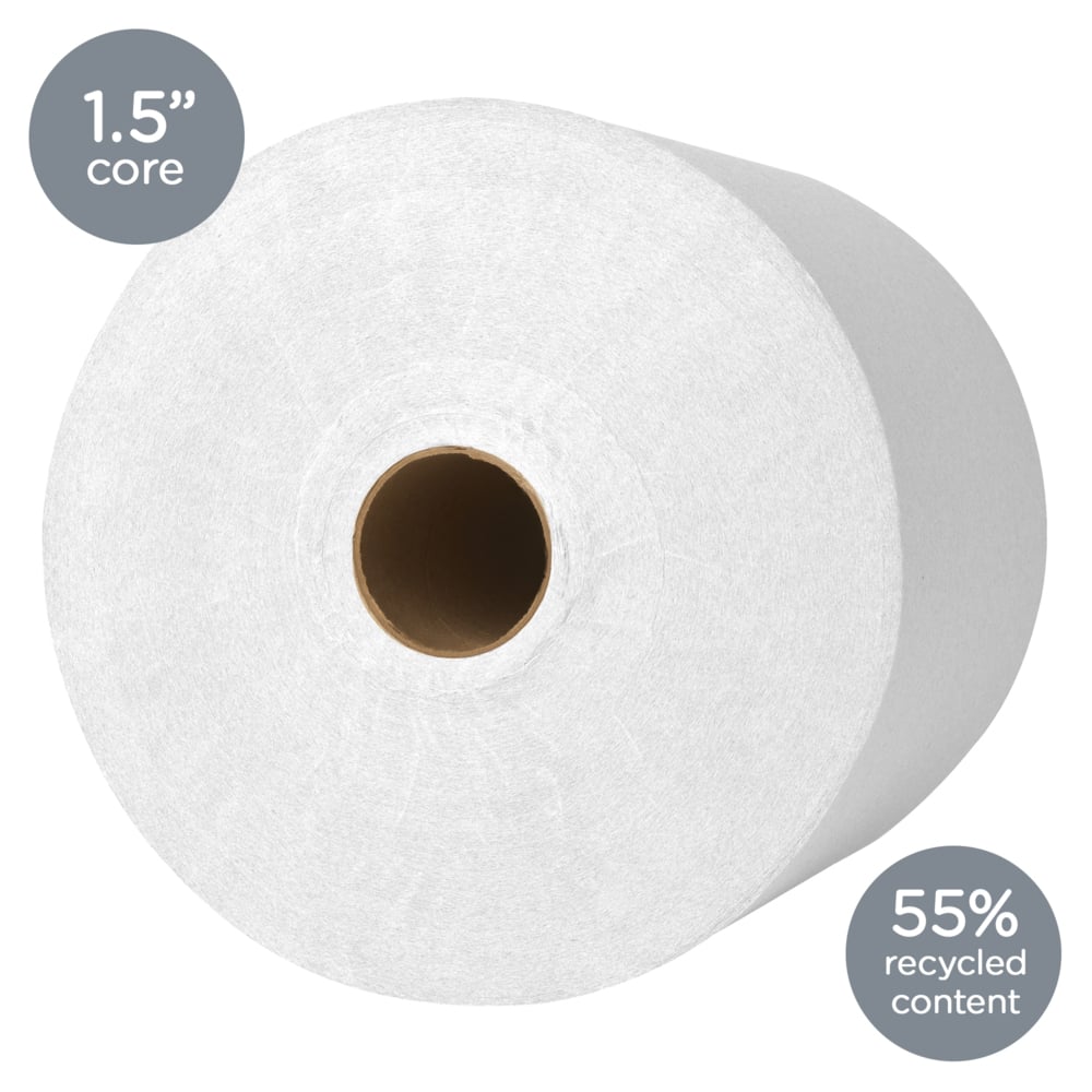 Kleenex® Hard Roll Paper Towels (11090), with Premium Absorbency Pockets™, 1.5" Core, White, (6 Rolls/Case, 600'/Roll, 3,600'/Case) - 11090